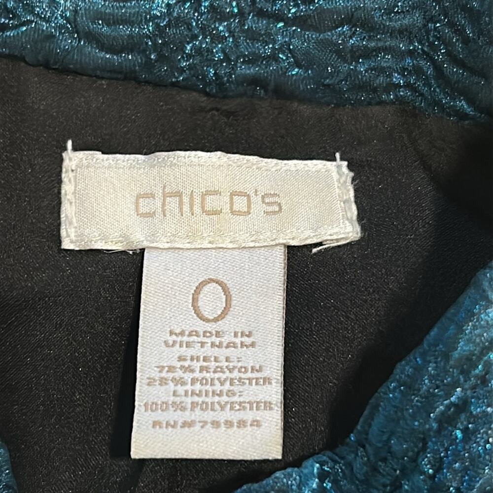 Woman’s Chico Elegant Teal Women's Lightweight Jacket Size 0 - Picture 5 of 7